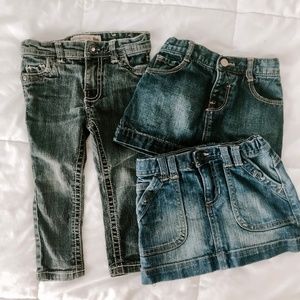 Bundle of Jeans and Jean Skirts For Baby Girl
